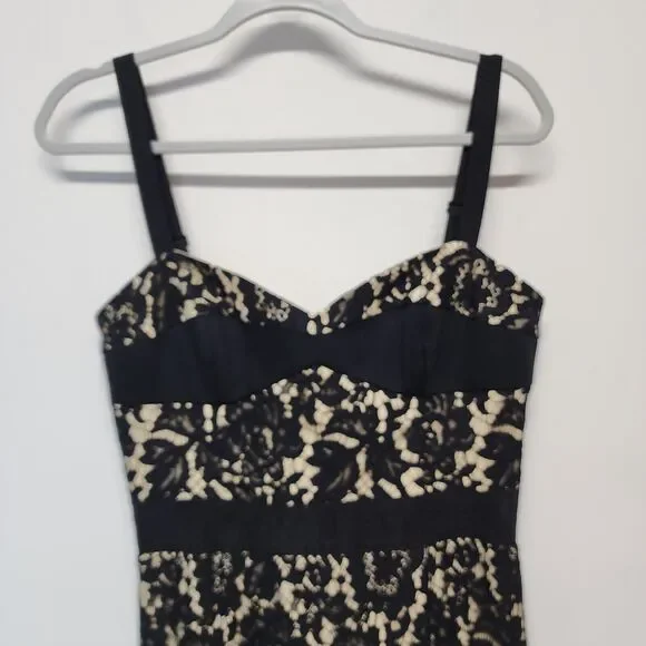 knee length dresses for ladies Laurie Mix Media Overall Dress with Lace